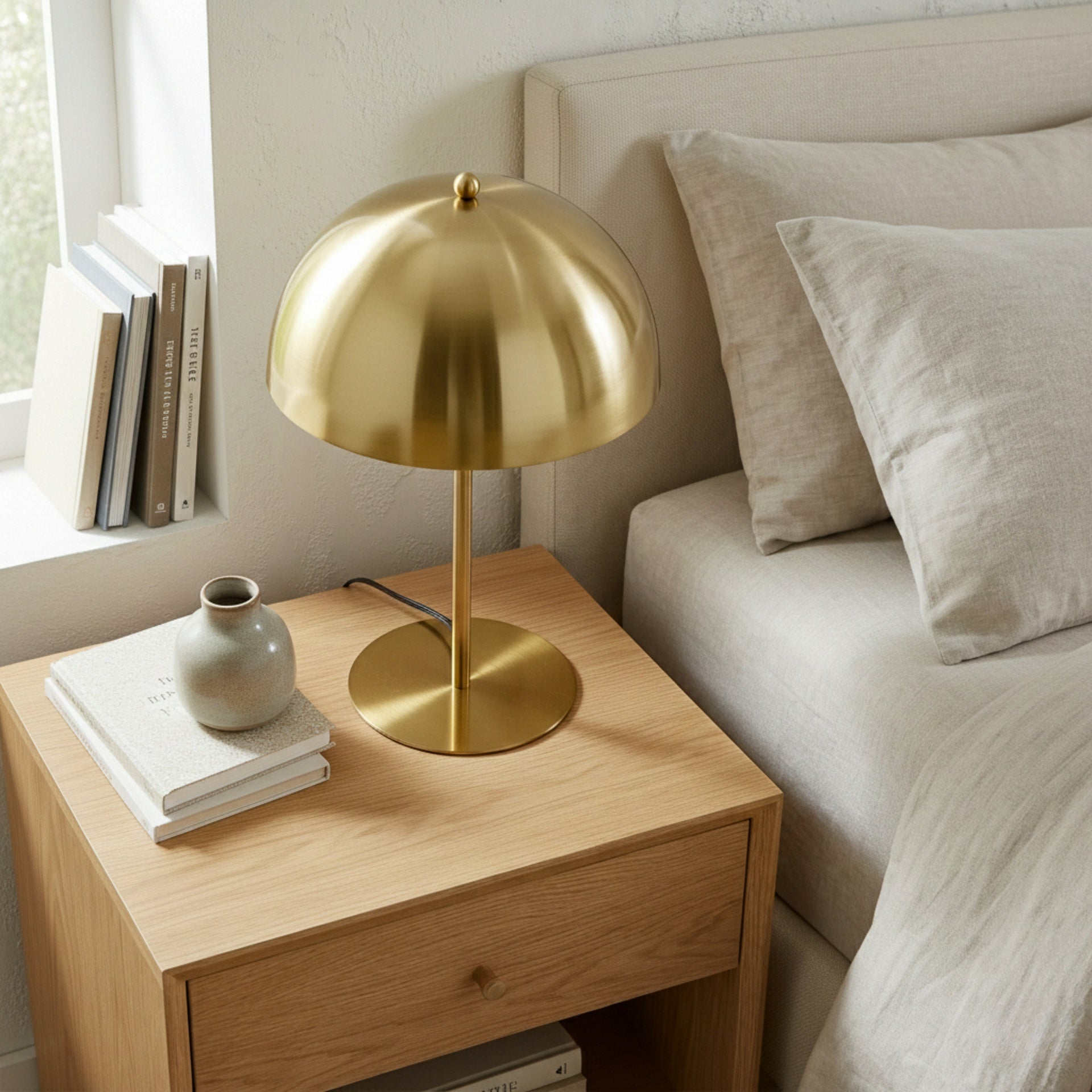 Small Minimalist Table Lamp Dimmable Table Lamp Fast Delivery Small Bedside Lamps for Night Stands, Living Room, Office,Study Room, Tundra Table Lamp - Gold outer - White inner 110~120V