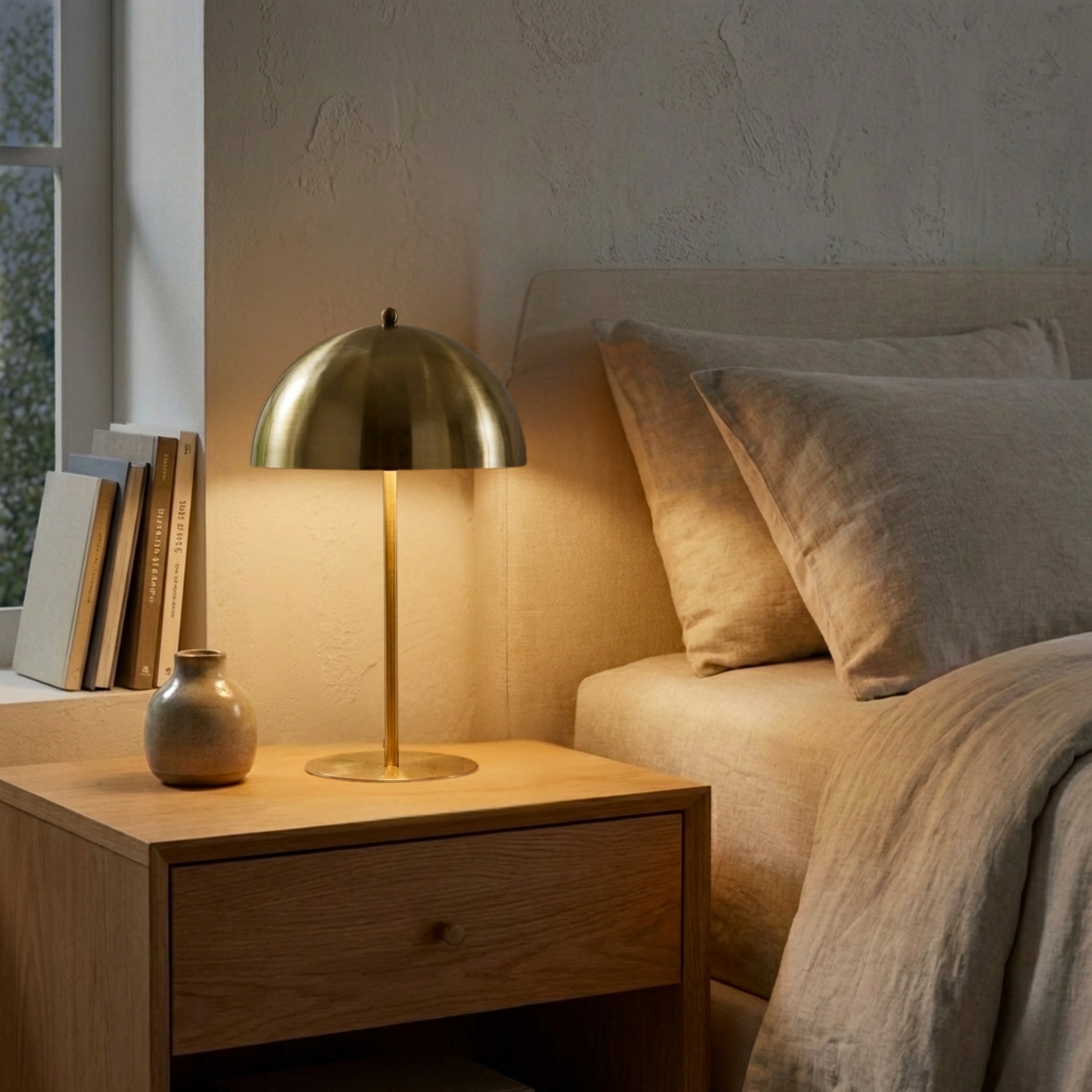 Small Minimalist Table Lamp Dimmable Table Lamp Fast Delivery Small Bedside Lamps for Night Stands, Living Room, Office,Study Room, Tundra Table Lamp - Gold outer - White inner 110~120V