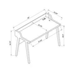 Home office writing desk Ground outlet USB-A ports finished on the back Wooden leg frame