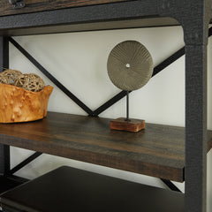 Hutch with Glass Doors and Adjustable Shelves, Brown finish