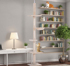 Adjustable Height Floor-to-Ceiling Vertical Cat TreeCat Climbing Tower