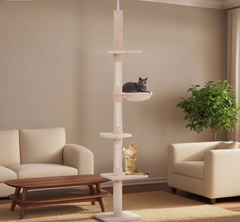 Adjustable Height Floor-to-Ceiling Vertical Cat TreeCat Climbing Tower