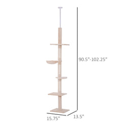 Adjustable Height Floor-to-Ceiling Vertical Cat TreeCat Climbing Tower
