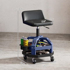 Adjustable Height Rolling Creeper Garage Stool,Tool Tray,Capacity Mechanic Stool