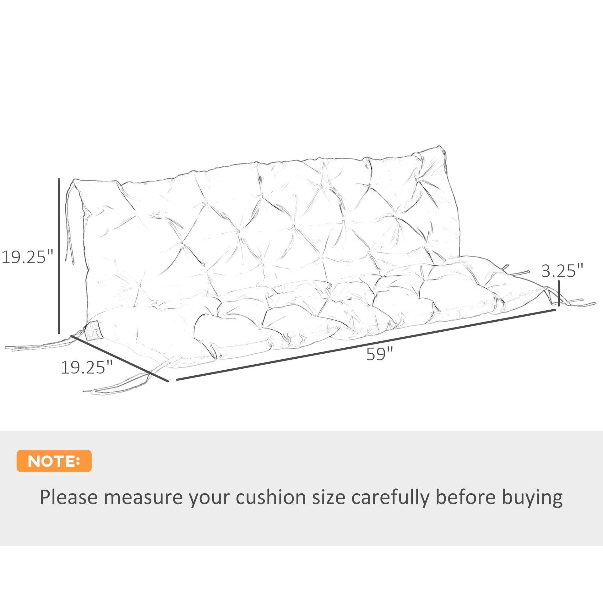 3-Seater Replacement for Swing Chair,Tufted Bench Cushion for Outdoor Furniture,Patio Sofa/Couch