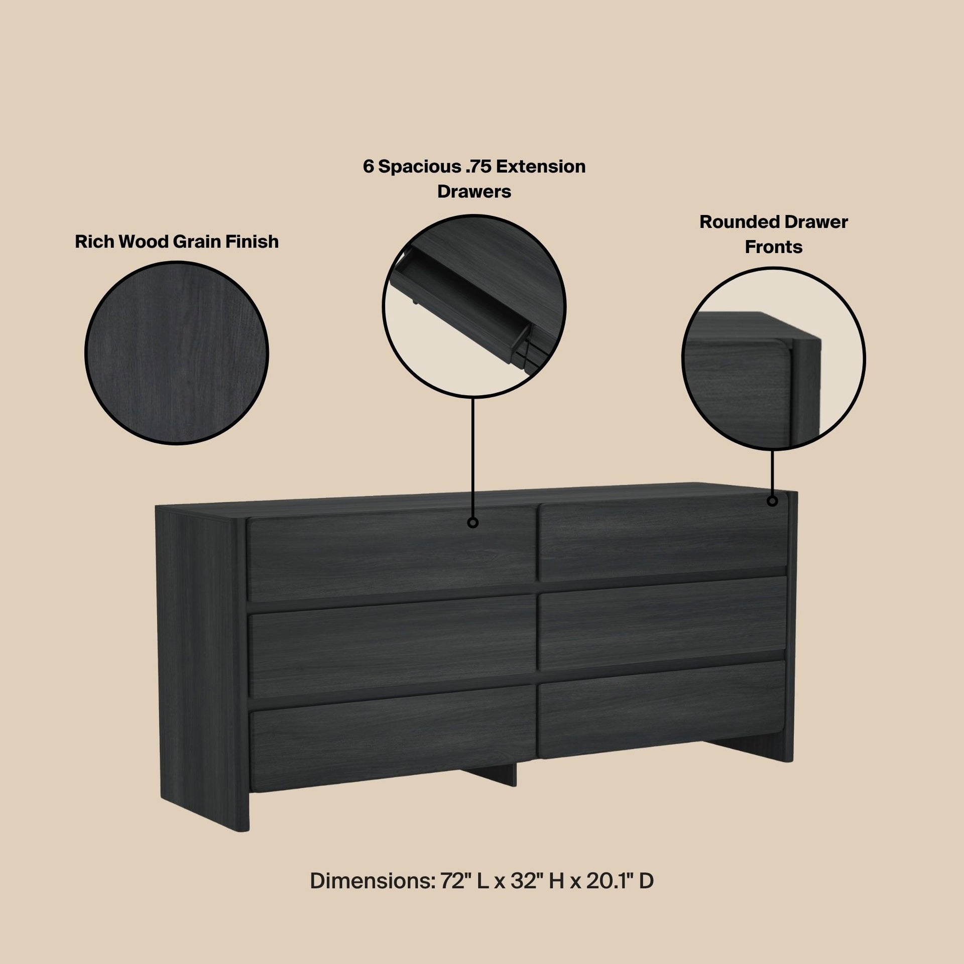 Dresser in Charcoal Gray