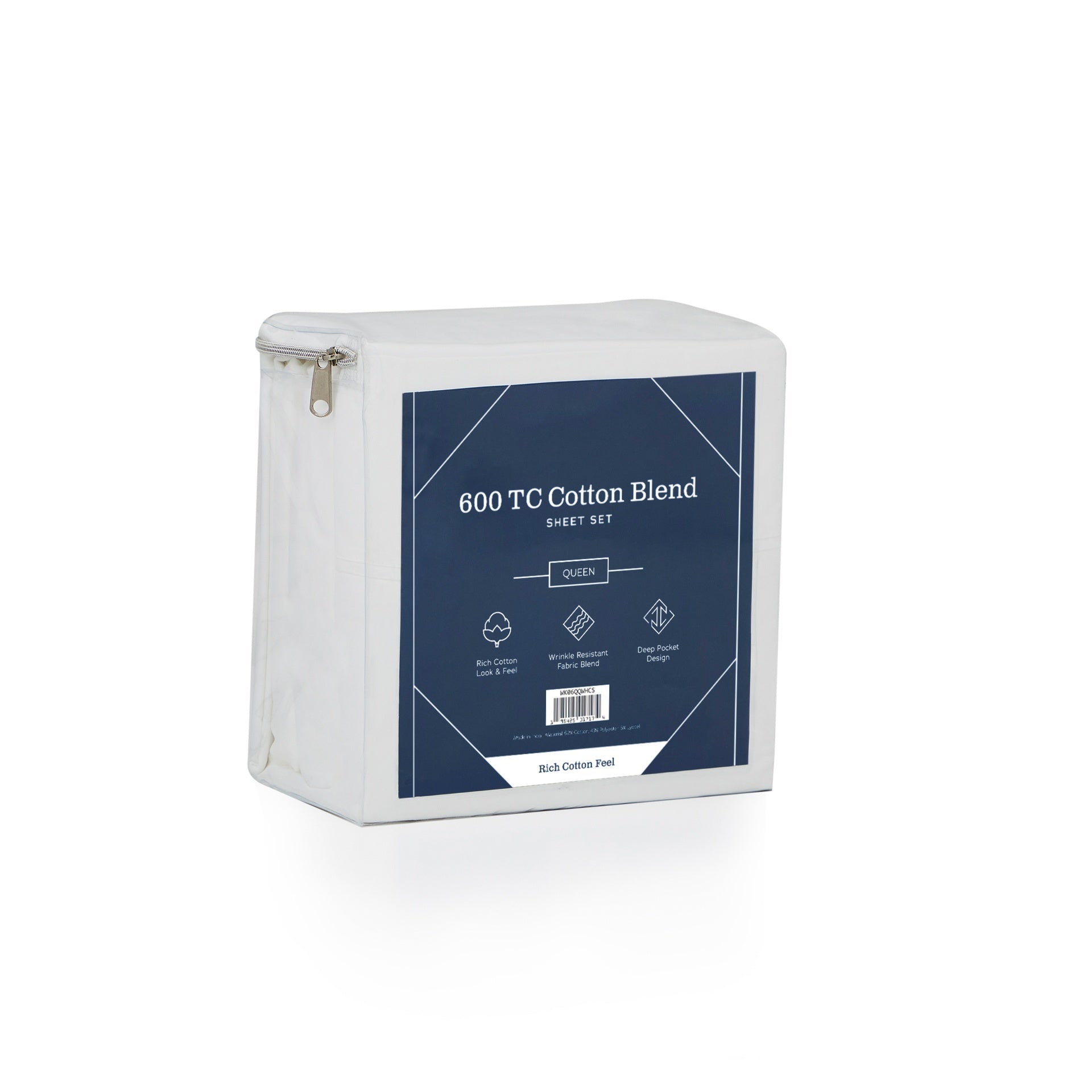 Weekender 600 TC Cotton Rich Sheet Set, split cal king, White