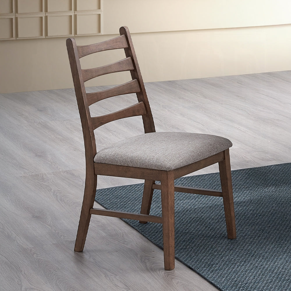 Walnut Finish Dining Chairs Set of 2, Upholstered Seat Durable Solid Wood Modern Dining Furniture
