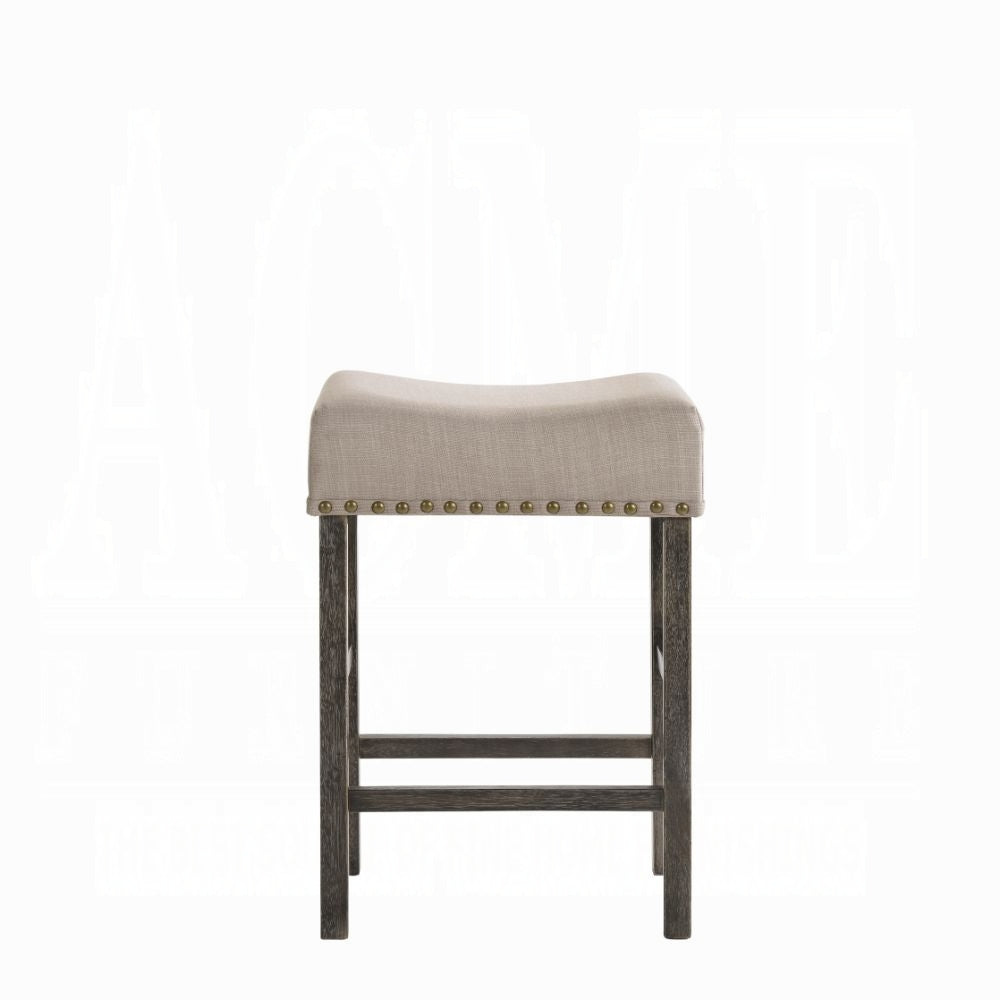 Contemporary Counter Height Stools Set of 2 Cushion Seat Classic Gray Finish Wooden Dining Furniture