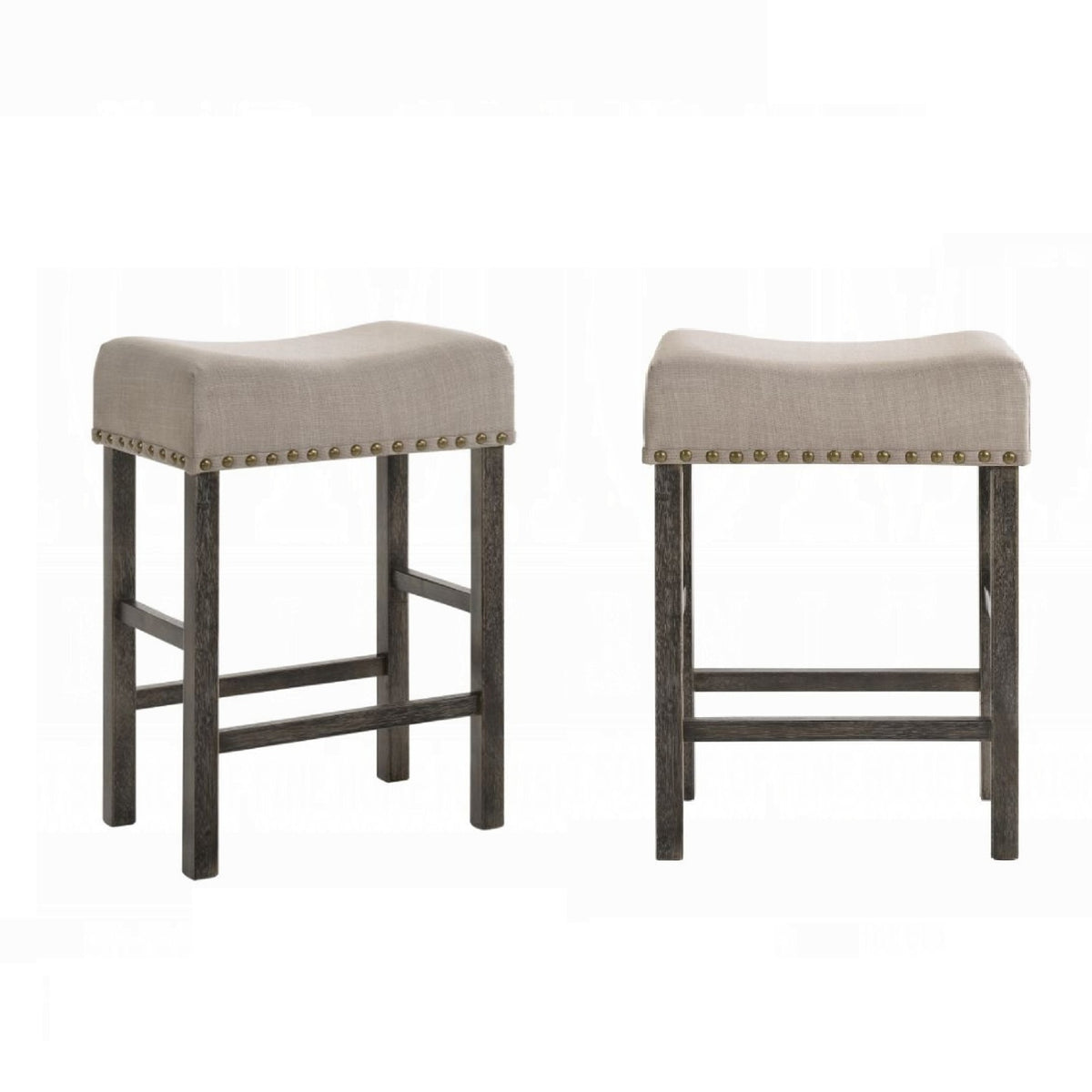 Contemporary Counter Height Stools Set of 2 Cushion Seat Classic Gray Finish Wooden Dining Furniture