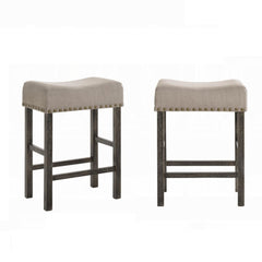 Contemporary Counter Height Stools Set of 2 Cushion Seat Classic Gray Finish Wooden Dining Furniture