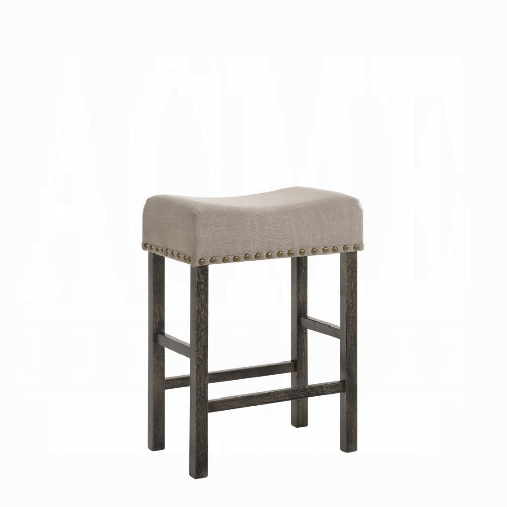 Contemporary Counter Height Stools Set of 2 Cushion Seat Classic Gray Finish Wooden Dining Furniture
