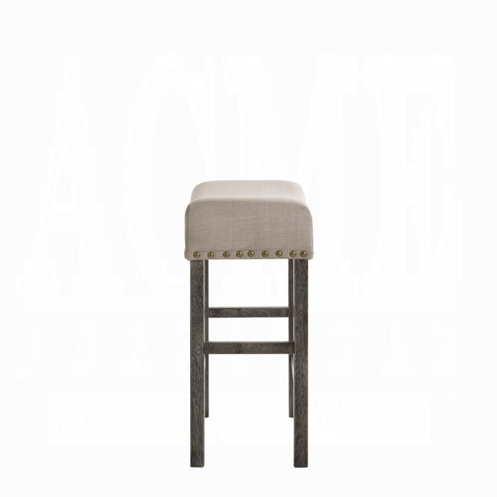 Contemporary Counter Height Stools Set of 2 Cushion Seat Classic Gray Finish Wooden Dining Furniture