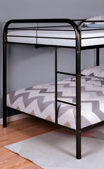 Full Over Full Metal Bunk Bed Contemporary Style With Angled Ladder, Black