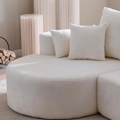 106 in. 2 - Piece Fabric Cloud Curved Sectional Chenille Sofa with Chaise For Living Room Bedroom Apartment -Snow White