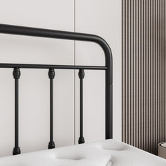 Metal Platform Bed Frame, Victorian Style Headboard/Footboard/Under Bed Storage/No Box Spring Needed/Full Size Black