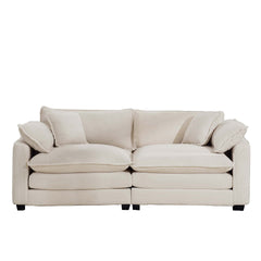Modern Fabric Living Room Sofa 2 Seater Sofa with 4 Pillows ,Upholstered Large and Deep Seating 2-Seat Loveseat Sofa, Light Beige Corduroy