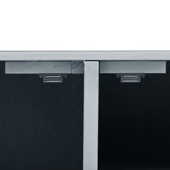K&K 53.3" Outdoor Kitchen Island with Raised Shelf, Solid Wood Storage Cabinet with Stainless Steel Top, Outdoor Rolling Grill Cart with Internal Storage Rack, Adjustable Shelf, Spice Rack, Grey Blue