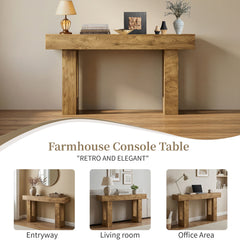 63'' Long Console Table, Farmhouse Entryway Table with Storage, Native Wood Grain Tree Scars, Wooden Rectangular Sofa Table Behind Couch for Entrance, Hallway, Living Room, Foyer (Natural Wood)