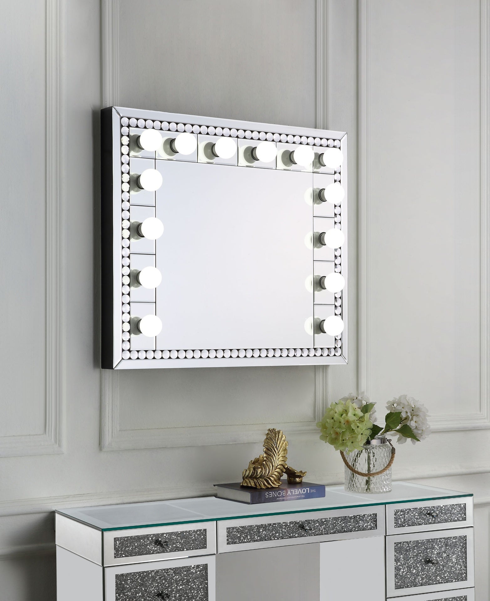 Farai Mirrored & Faux Crystal Diamonds Accent Mirror