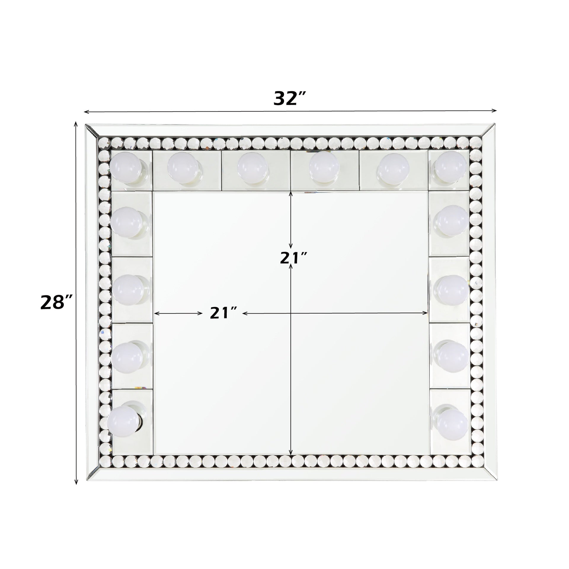 Farai Mirrored & Faux Crystal Diamonds Accent Mirror