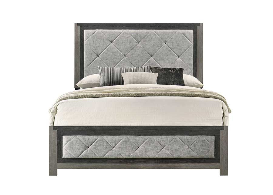 Jehoram Gray Linen & Gray Finish Queen Bed