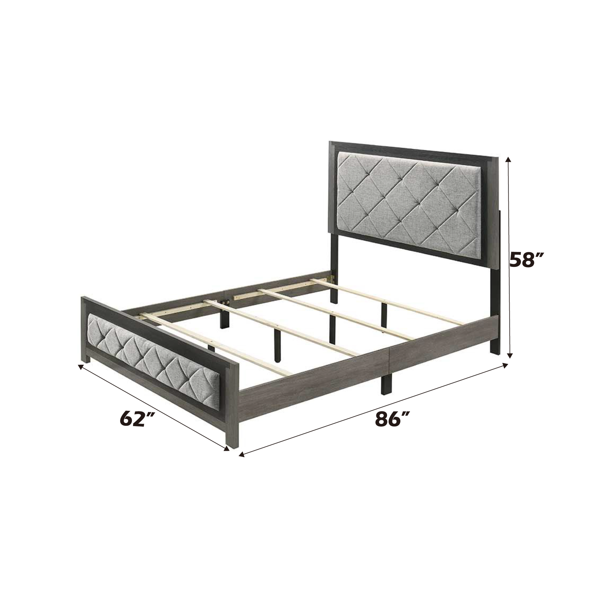 Jehoram Gray Linen & Gray Finish Queen Bed