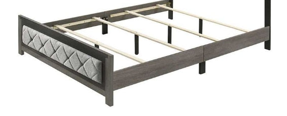 Jehoram Gray Linen & Gray Finish Queen Bed