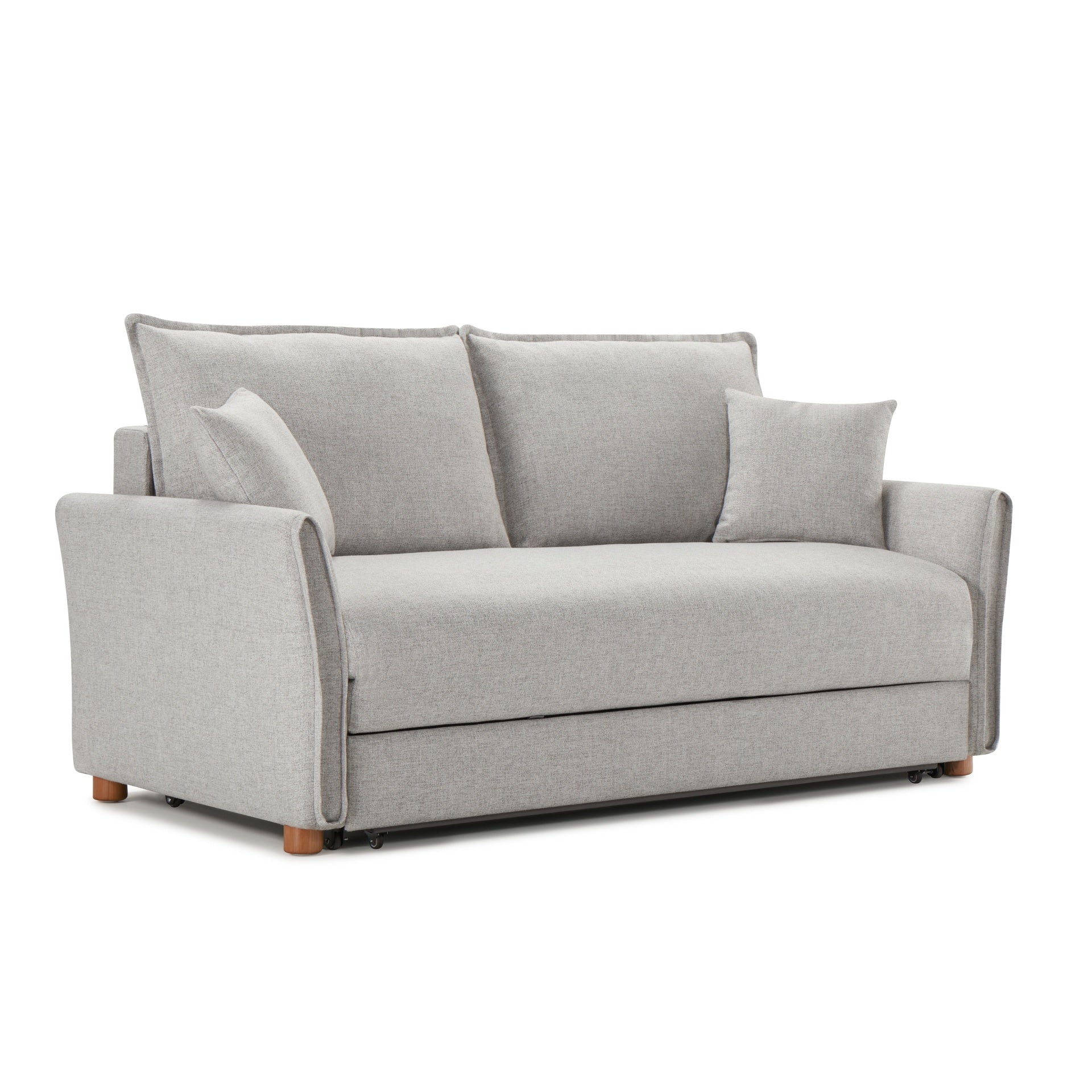 Oren Gray Chenille Sleeper Sectional Sofa w/ Storage & 2 Toss Pillows