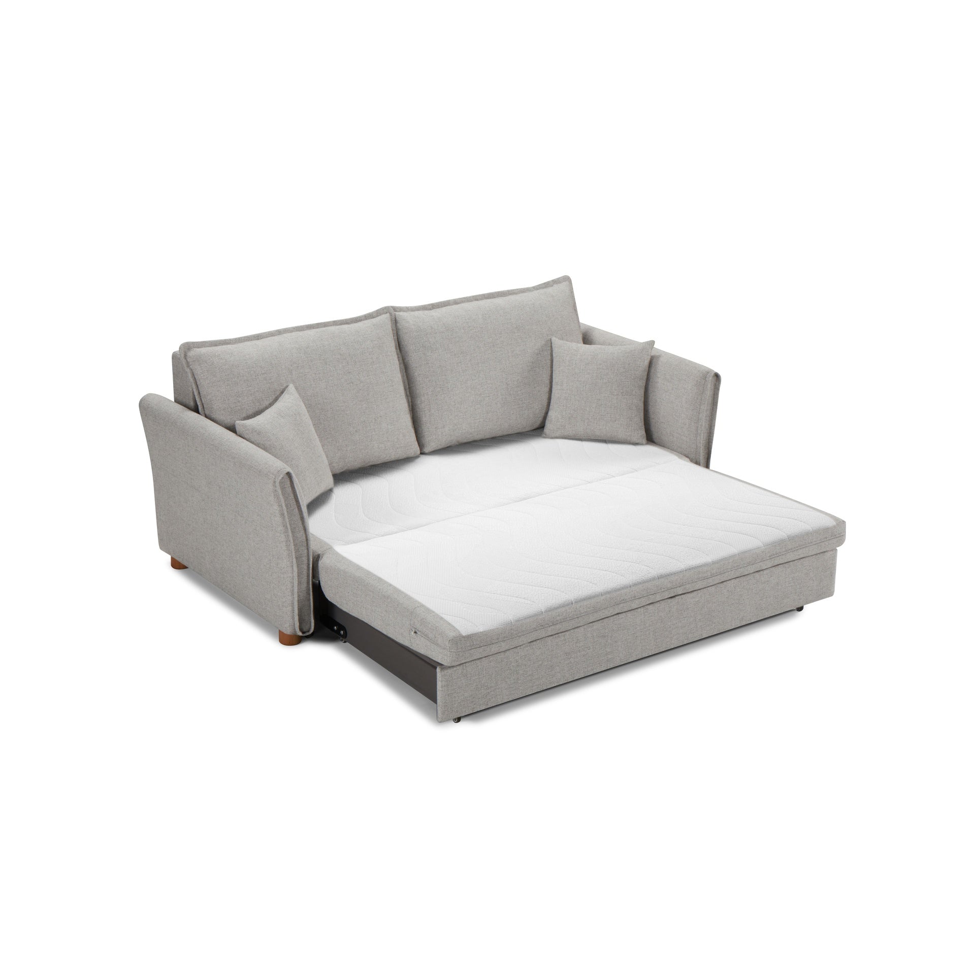 Oren Gray Chenille Sleeper Sectional Sofa w/ Storage & 2 Toss Pillows