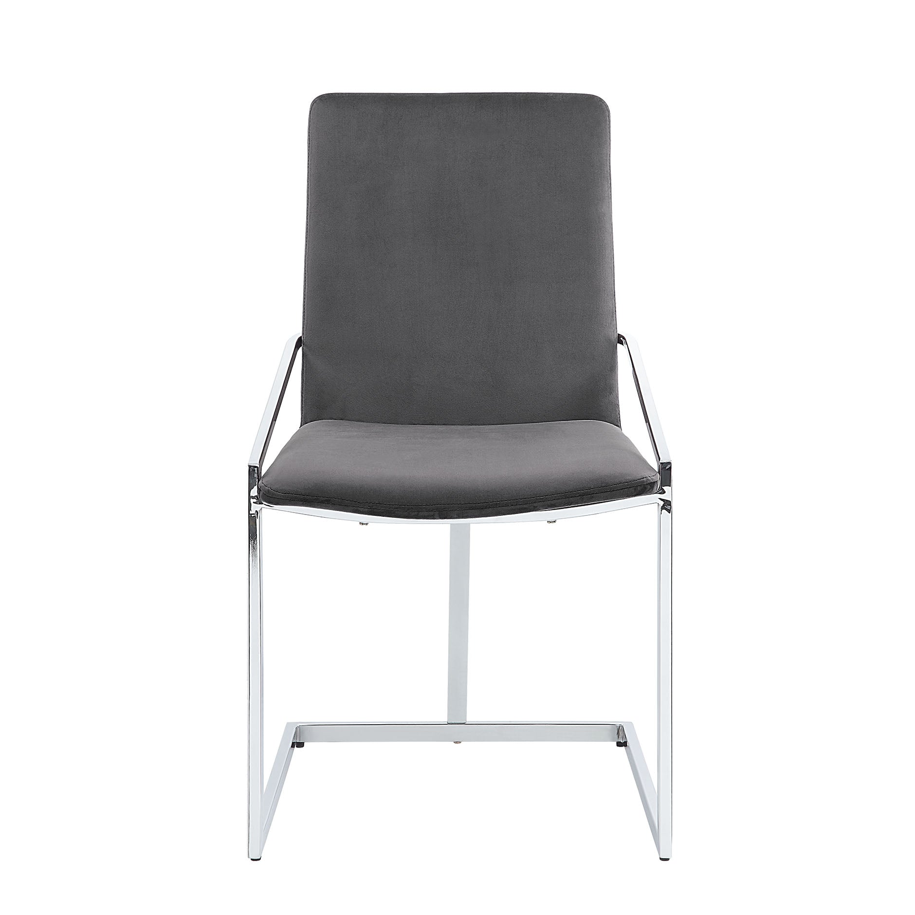 Zlatan Gray Velvet & Chrome Finish Side Chair (Set of 2)
