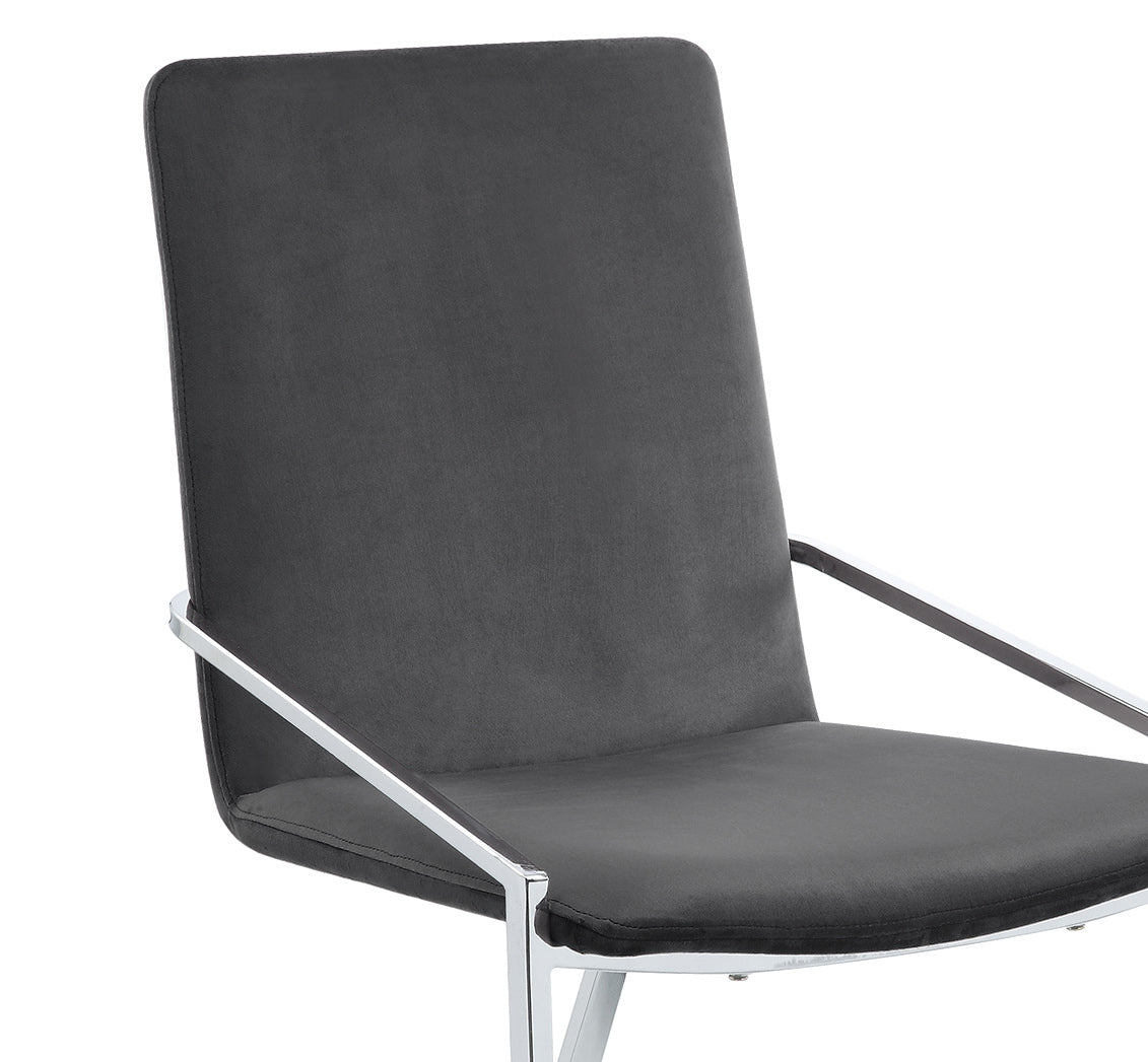 Zlatan Gray Velvet & Chrome Finish Side Chair (Set of 2)