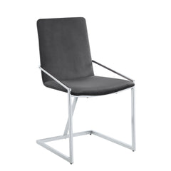Zlatan Gray Velvet & Chrome Finish Side Chair (Set of 2)