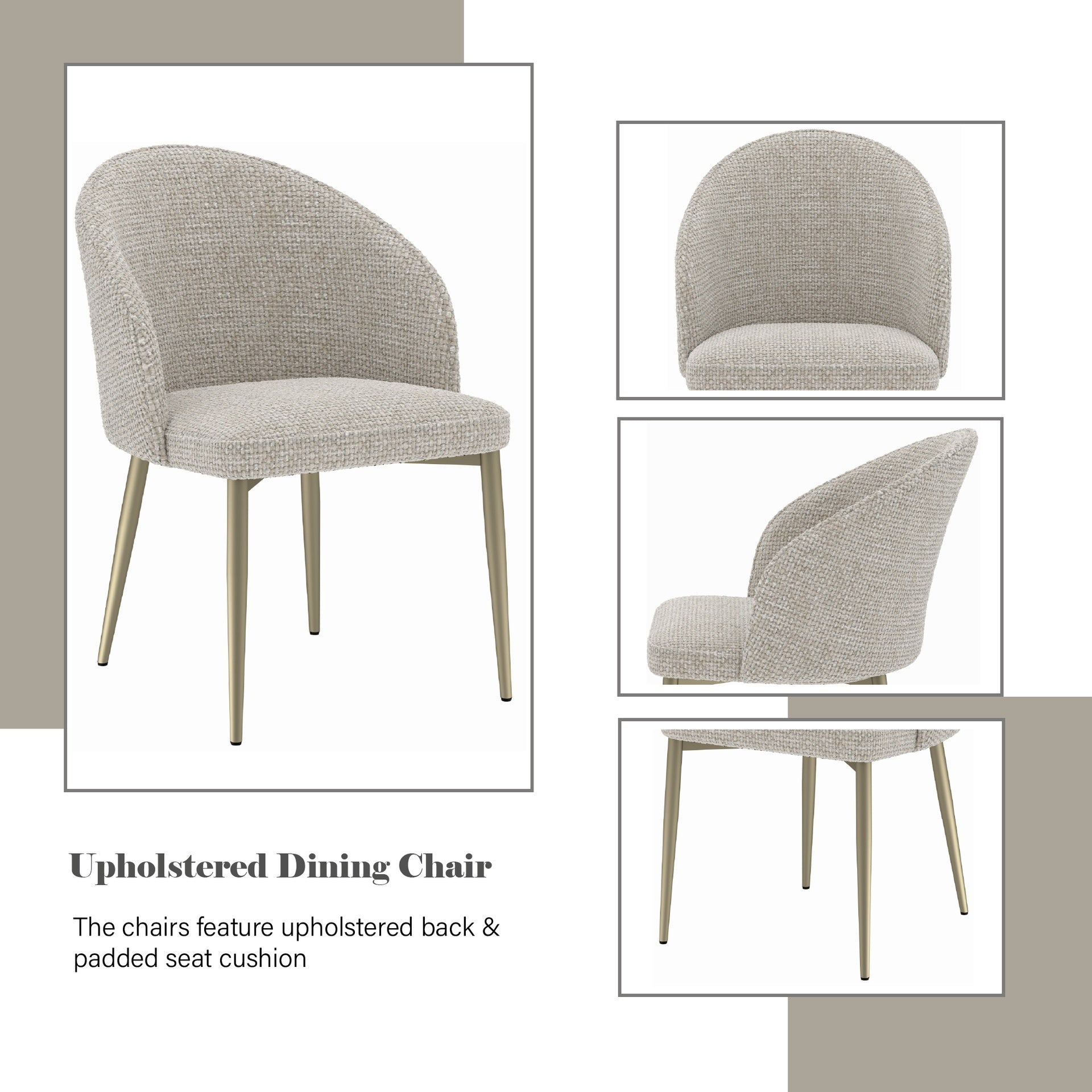 Cora Champagne Fabric Side Chair (Set of 2)