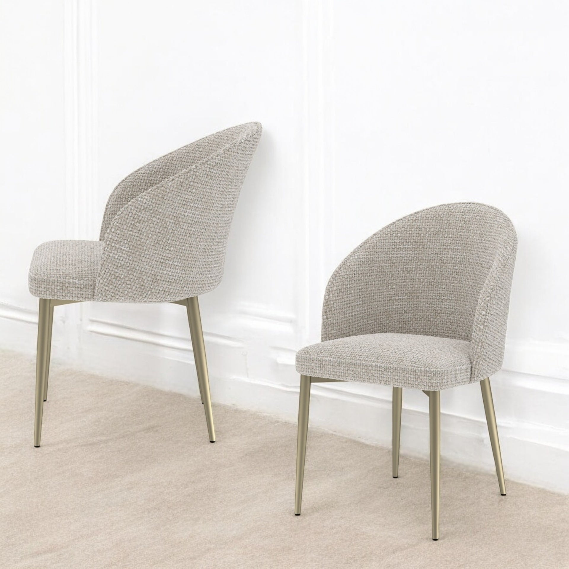 Cora Champagne Fabric Side Chair (Set of 2)