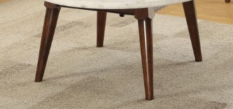 Gasha White Marble Top & Walnut Finish Coffee Table