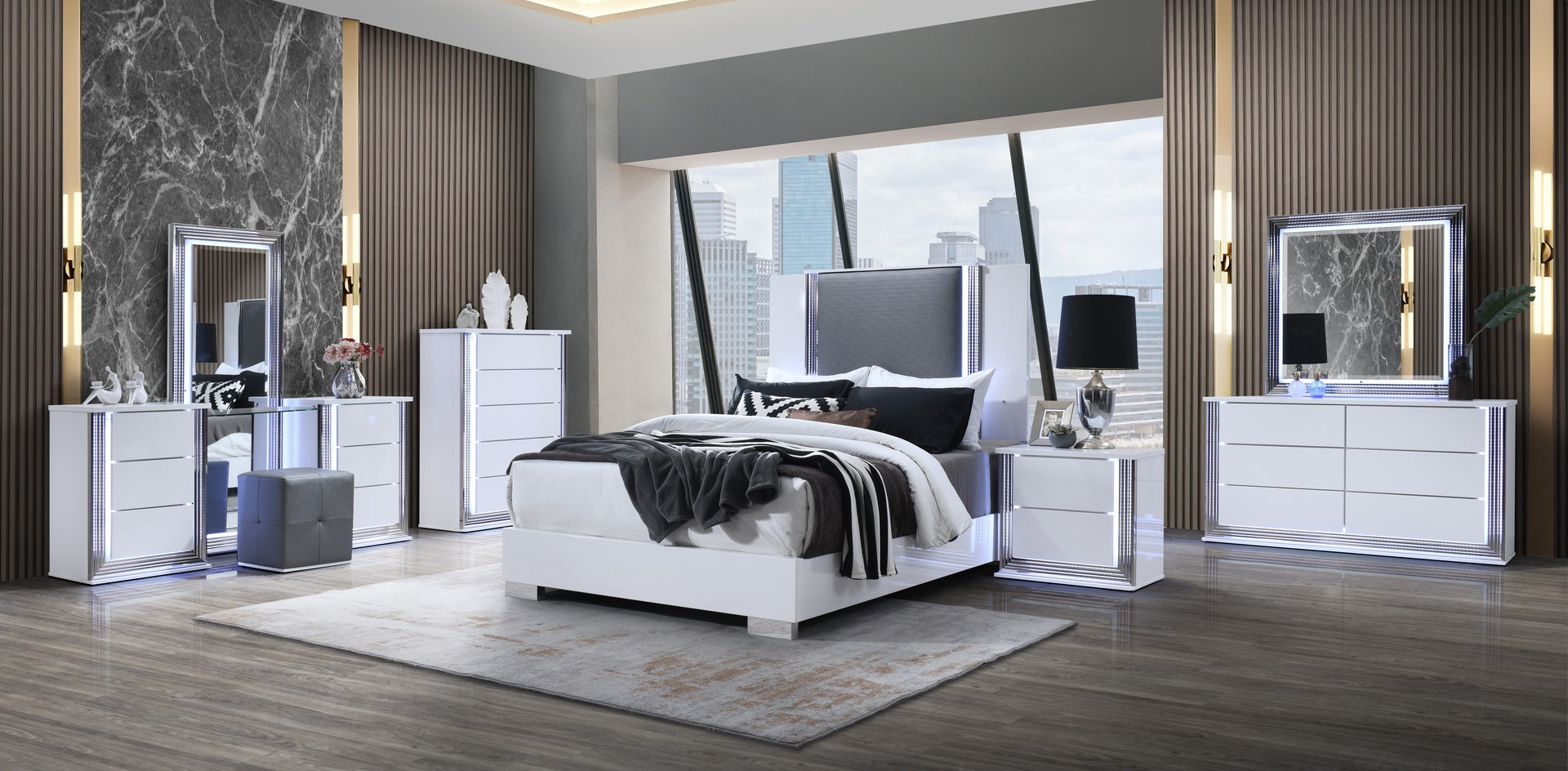 MOON SMOOTH WHITE DRESSER WITH LED