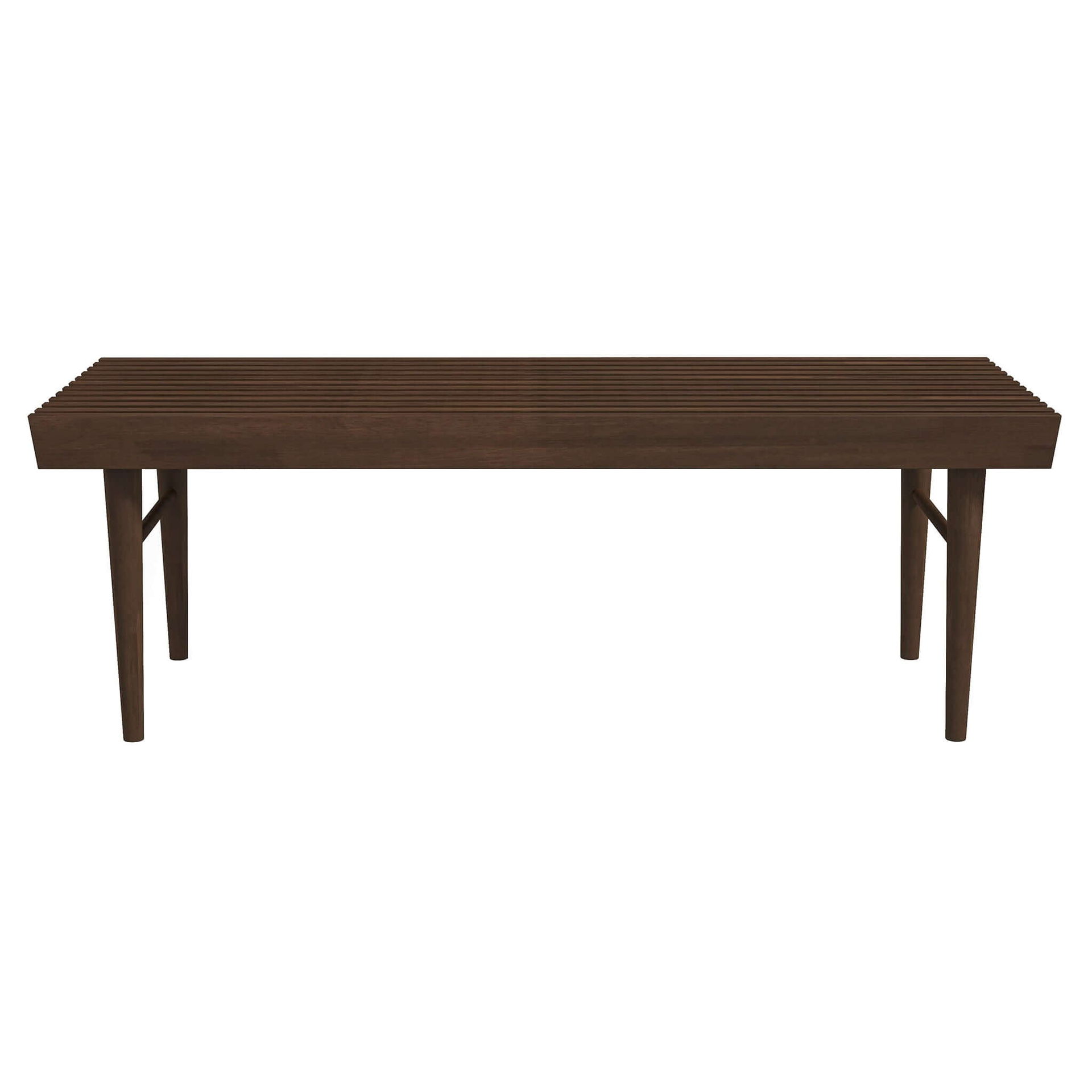 Mia Mid Century Modern Solid Wood Bench with Natural Walnut Stain Finish 15.5'' H x 47.2'' W x 18.1'' D  for Living Room, Hallway, Bedroom, Bathroom