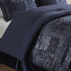 4 PCS Cal King Comforter Set Navy