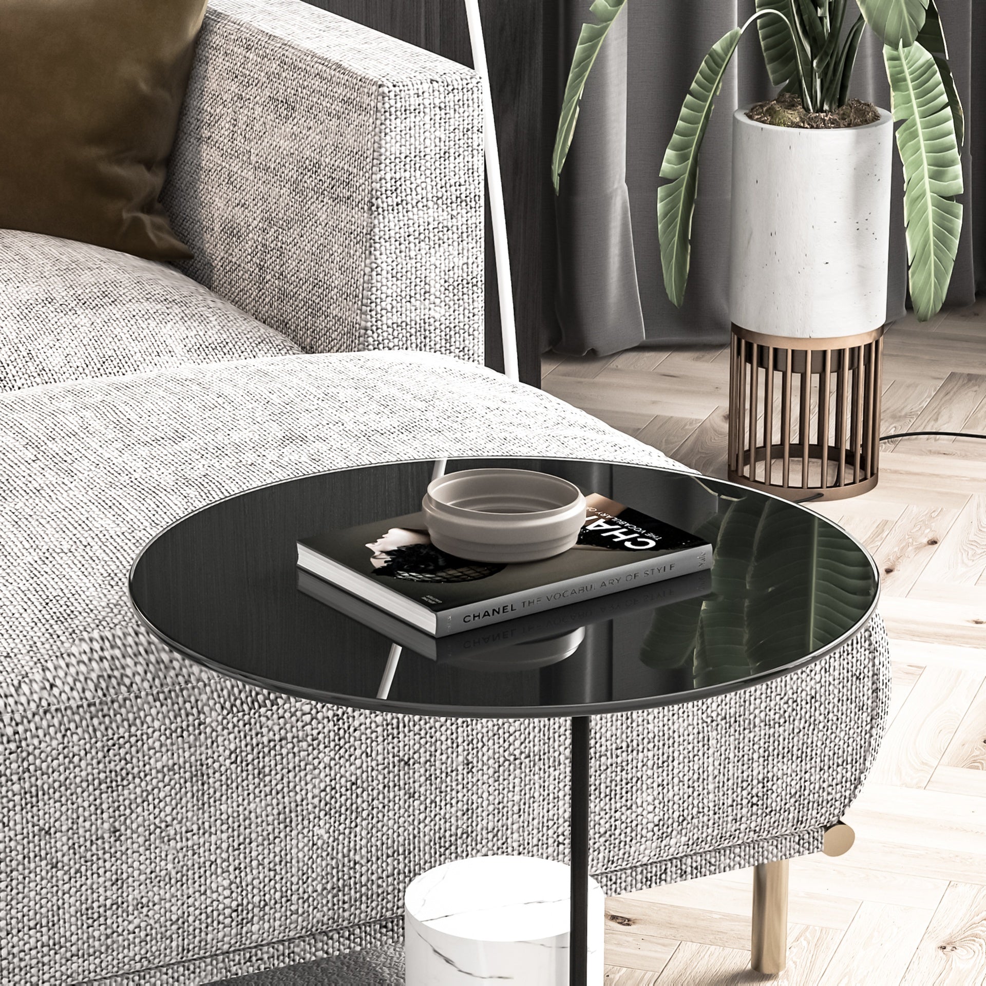 20" Inch Round Tempered Glass Table Top Black Glass 1/4" Inch Thick Round Polished Edge(old SKU:W1265118636)
