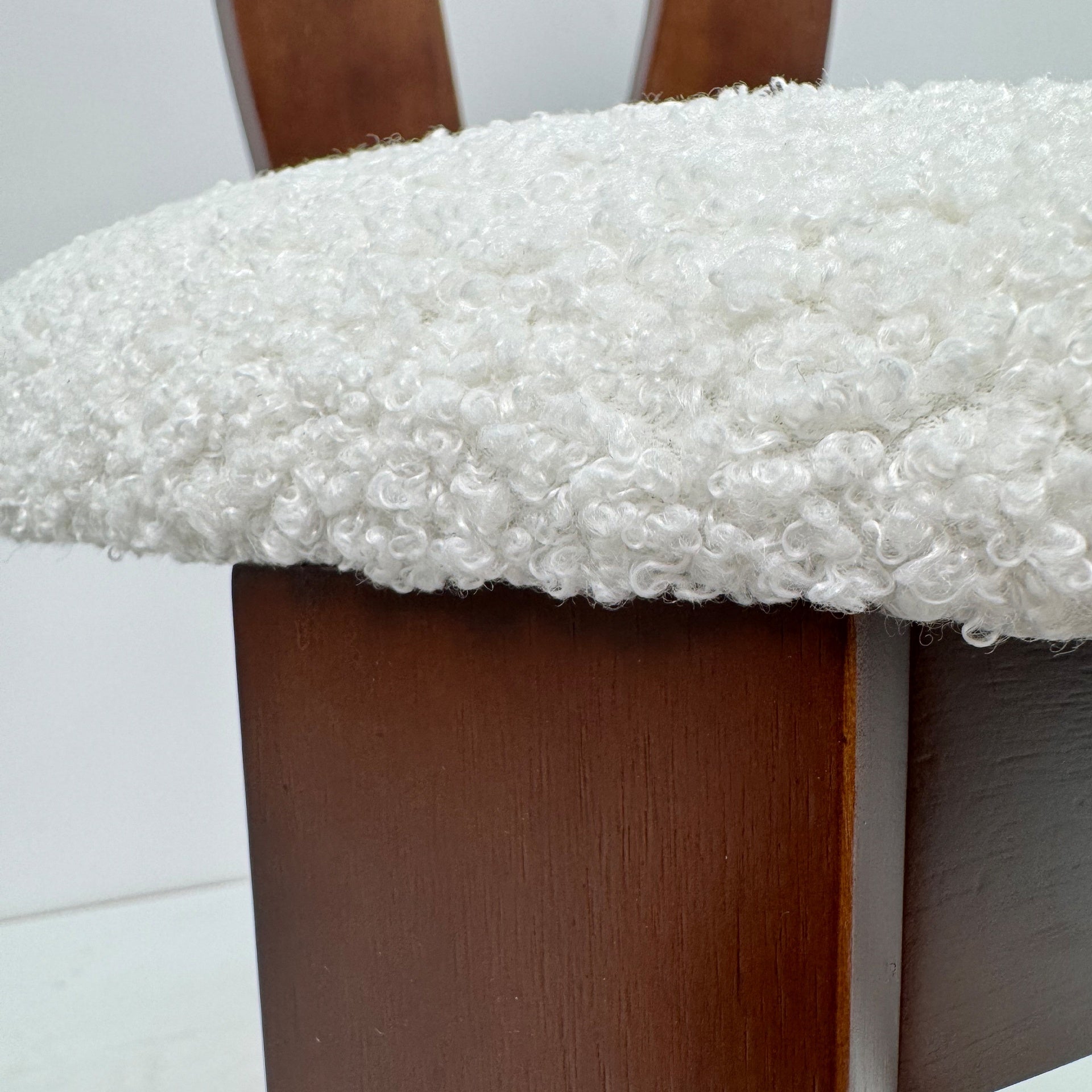 Dining Chairs Set of 2, Key-design Home Chairs, Pure White Teddy Velvet Solid Wooden Dining Chairs with Ribbon-Cross Backrest for Kitchen & Dining Room - Deep Walnut Brown