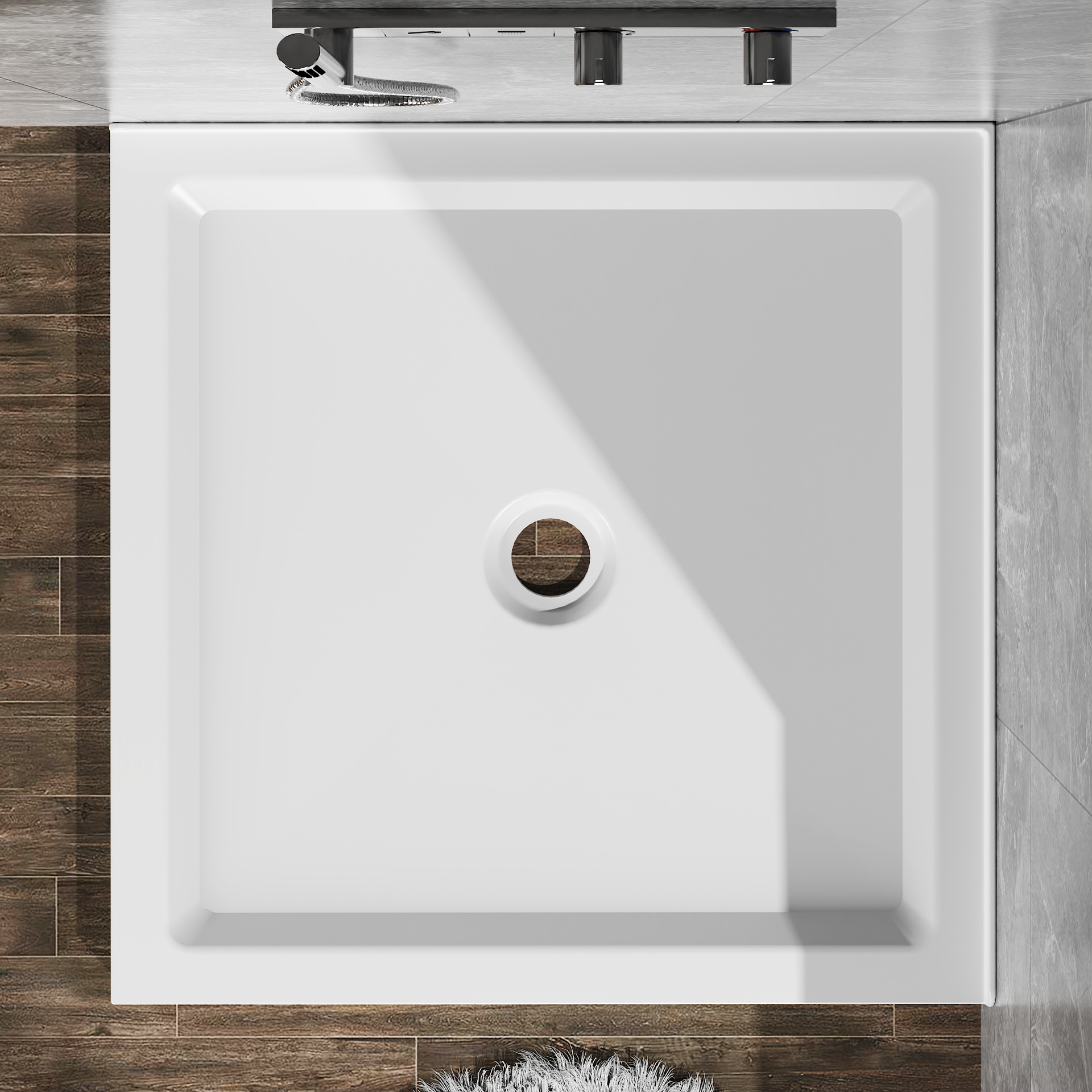 Goodyo 36"x36" Shower Base 3.3" Height Anti-slip Acrylic Center Drain Double Threshold Shower Basin in White