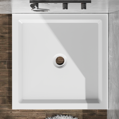 Goodyo 36"x36" Shower Base 3.3" Height Anti-slip Acrylic Center Drain Double Threshold Shower Basin in White