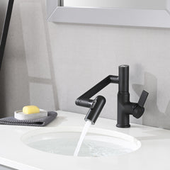 Bathroom Sink Faucet with Spray Function, Temperature Display, Anti-Slip Switch, Hot & Cold Controls, and 360° Swivel Spout