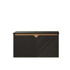 RUBEN 30" Wall-Mounted Black Plywood Cabinet and Black Sintered Stone Countertop, NO Basin, NO Faucet and Sink Cover