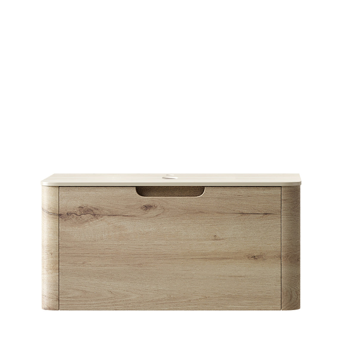 30'' XAI Roma Travertine-Pattern Sintered Stone Top and 7070 White Oak Woodgrain Cabinet with One Drawer, NO Basin, NO Faucet and Sink Cover