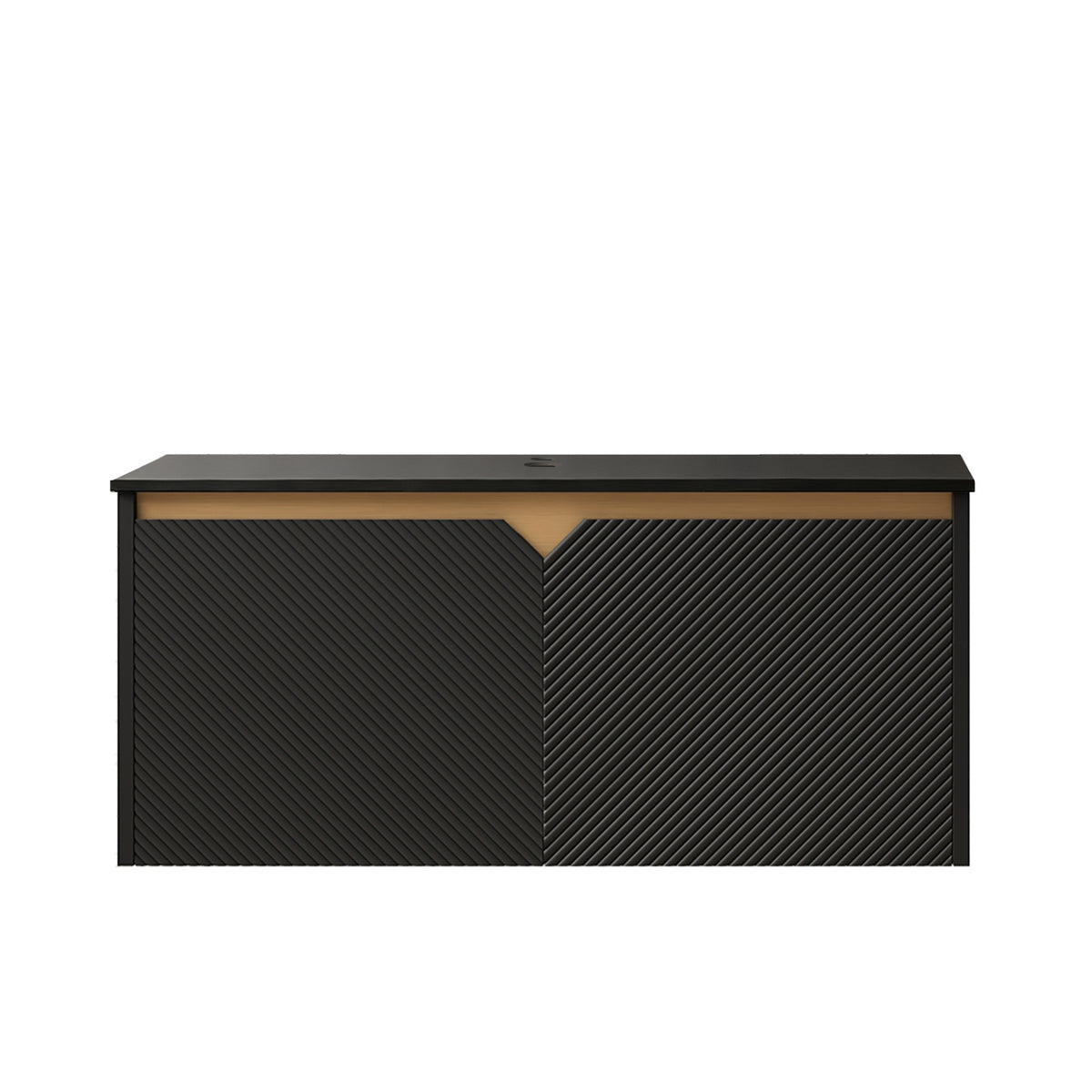 RUBEN 36" Wall-Mounted Black Plywood Cabinet and Black Sintered Stone Countertop, NO Basin, NO Faucet and Sink Cover