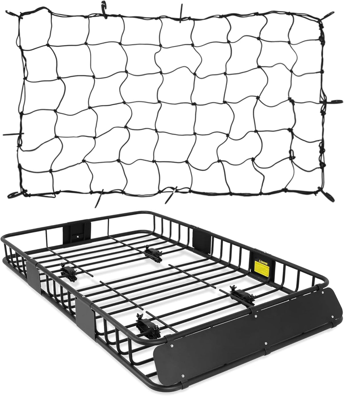 Roof Rack Basket With Net,Rooftop Steel Roof Rack,Cargo Carrier with 250 Lbs Capacity,Extension Black Car Top Luggage Holder 64"x 39" Universal for SUV/ Wagon / Seden
