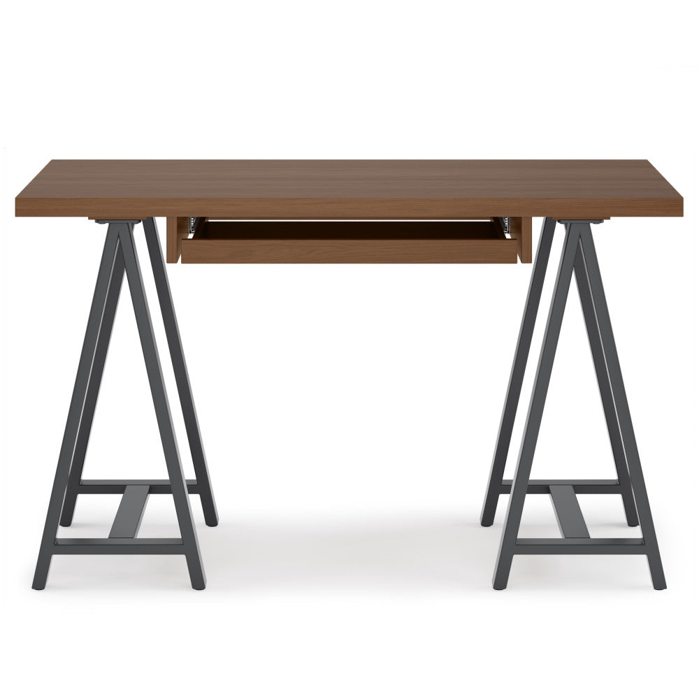 Sawhorse - Solid Walnut Veneer and Metal Small Desk - Walnut