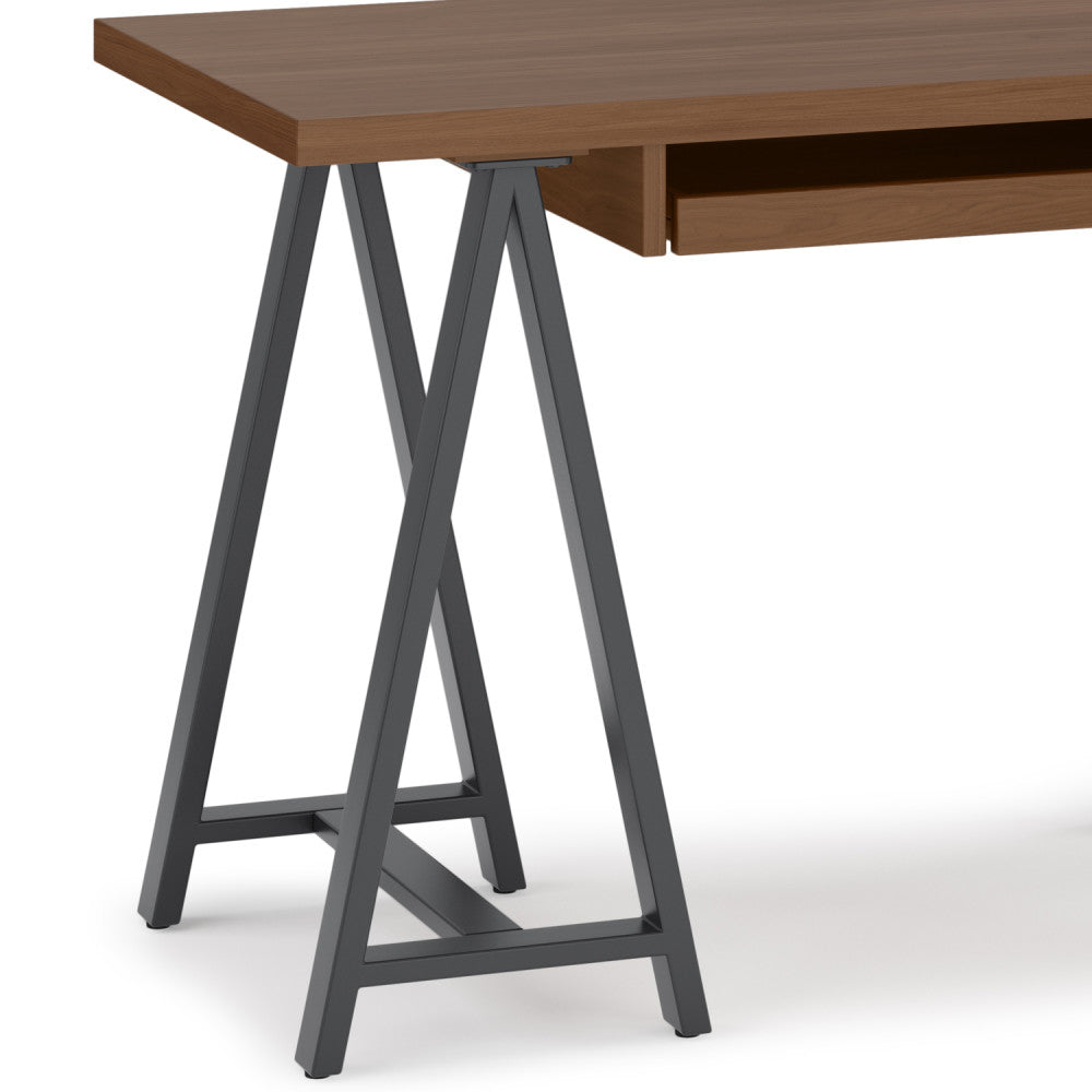 Sawhorse - Solid Walnut Veneer and Metal Small Desk - Walnut